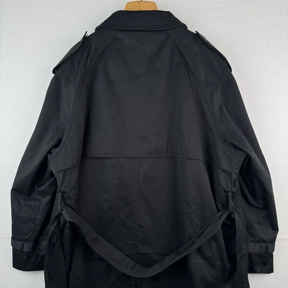 Ralph Lauren Black Trench Coat OverCoat Quilted Cotton Blend Lined Insulated 48R